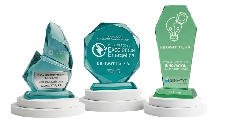 Trofeos: INCAE Entrepreneur Award 2025, Premio OLADE a la Excelencia Energética 2025 y Premio Nacional a la Innovación Empresarial 2025 de SENACYT